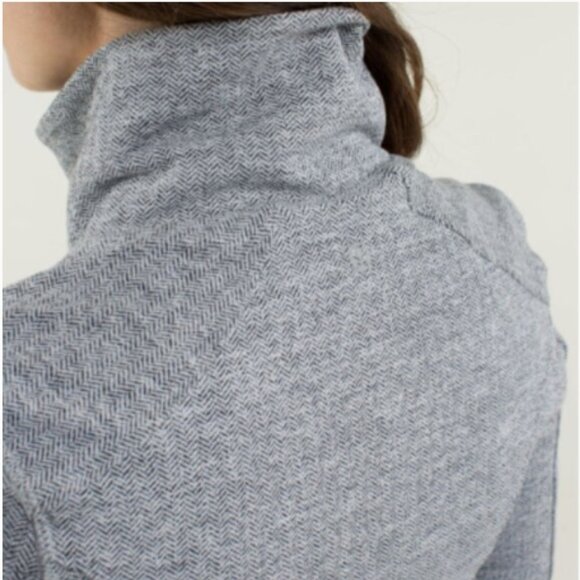 Lululemon Nice Asana Jacket Yoga Gray White Black Heathered Herringbone Size 8 - Picture 6 of 16